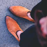 秋季新品尖头短筒靴黑色棕色欧美女短靴磨砂牛皮平跟女靴子潮单靴