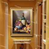纯手绘静物水果红葡萄酒瓶油画欧式中式客厅玄关餐厅酒店挂画14