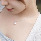 日韩国s925纯银珍珠锆石吊坠短款锁骨项链女简约甜美百搭生日礼物