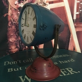美式乡村复古风格铁艺钟表做旧台钟桌面钟工业灯创意钟表家居装饰