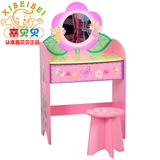 儿童梳妆台木制桌椅套装 包邮女孩粉红色卧室 环保多功能公主家具