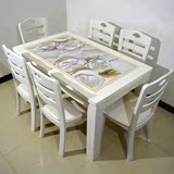 欧式白色实木餐桌椅组合 长方形西餐桌实木烤漆餐桌一桌4椅6椅