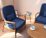 实木沙发白橡木布艺海棉坐垫北欧简约客厅沙发 单人双人休闲沙发