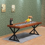 北欧简约现代实木餐桌美式loft办公桌会议桌铁艺工作桌电脑桌书桌