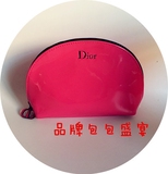包邮Dior迪奥漆皮防水半圆化妆包精致CD吊坠手拿包玫红收纳包