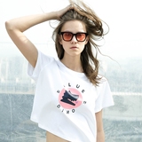 逆光原创新款2016春夏季韩版短款短袖t恤女宽松露脐装学生大码潮