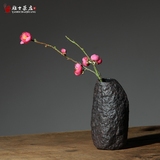日式粗陶花瓶复古手工 拙朴花插陶瓷茶具摆件 居家陶艺花器装饰