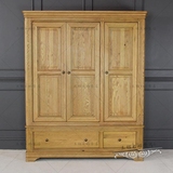 美式实木家具现代简约风格实木全悬挂式三门大衣柜储物衣柜收纳柜