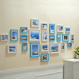 包邮环保23框地中海照片墙欧式现代相框墙组合客厅装饰画框白蓝色
