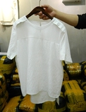 2day韩国正品原单女装学院风镂空纯色百搭圆领短袖套头衬衫衬衣