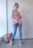 韩国正品代购韩货2016夏装新款 V领荷叶边袖娃娃款性感衬衫女中袖