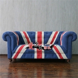 美式乡村布艺沙发大小户型欧式沙发整装米字旗三人沙发定制家具