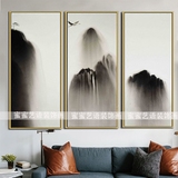 现代中式 简约装饰画客厅有框画纯手绘油画卧室抽象水墨油画山峰
