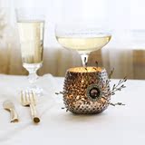 印度进口手工饰品 奢华感宝石镶钻立体花玻璃瓶蜡烛杯