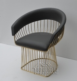 高档香槟金沙发椅子单人皮椅创意休闲椅客厅休闲椅加厚不锈钢椅子