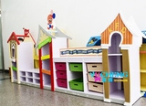 幼儿园区角组合柜 过家家玩具摆放展示柜收纳柜樟子松烤漆玩具架