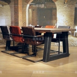 美式复古做旧餐桌实木办公桌原木电脑桌工作台会议桌简易书桌家具