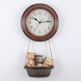 包邮创意可爱动物挂钟客厅餐厅钟表美式乡村静音挂表欧式复古时钟