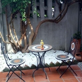 欧式铁艺马赛克阳台庭院户外室外休闲桌椅组合三件套装咖啡厅茶几