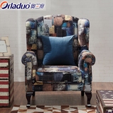 美式单人沙发个性创意老虎椅休闲高背椅地中海小户型客厅布艺沙发