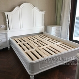 美式实木象牙白双人床法式仿古白做旧实木床简约现代婚床欧式床
