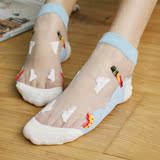 韩国2016夏季超薄水晶短袜半透明玻璃丝袜浅口棉底女士防滑船袜子