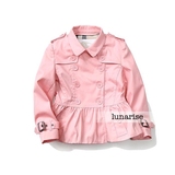 外贸童装春装新款经典超美粉色女童风衣宝宝儿童双排扣外套F