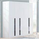 新款黑白色钢琴烤漆亮光大衣柜衣橱现代简约卧室对开门板式储物柜