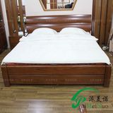 现代中式实木床红橡木1.8米双人床1.5单人储物高箱床家具组合特价