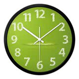 摩门客厅创意挂钟绿色小清新简约时尚概念超静音时钟墙钟表外贸
