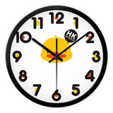 潮流时尚金属挂钟客厅静音挂表儿童房石英钟表可爱卡通小黄鸭时钟