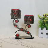 自制欧式古典创意圆杯二头铁艺烛台/家居饰品摆件 配中华杯送蜡烛