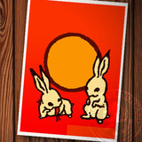 《月亮兔子》新年生肖卯兔年插图插画卡片postcard明信片