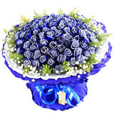 西安鲜花店同城速递 99朵蓝色妖姬 蓝玫瑰生日祝福求婚花束