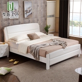 华匠工艺全实木橡木床1.5米储物高箱床白色双人床1.8卧室中式硬床
