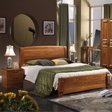 老榆木床全实木床1.8米1.5米大床现代中式高箱储物床卧室家具特价