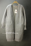 2015冬季新款韩版加厚灯笼袖毛衣女V领中长款貂绒外套大衣开衫