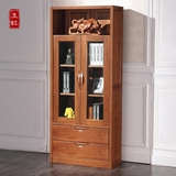 简约现代中式全实木书柜带门背柜组合榆木两门书柜储物柜书房家具