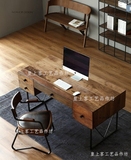 美式loft铁艺实木电脑桌北欧个性书桌原木桌工作台老板桌电脑桌