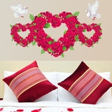 浪漫玫瑰花爱心墙贴温馨创意客厅婚房卧室床头装饰贴花可移除贴画