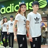 adidas阿迪达斯短袖t恤夏季运动套装男女三叶草纯棉情侣卫衣团购