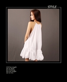 Forevercan2016夏新品 法式浪漫 优雅挂脖连衣裙 白色礼服小洋装