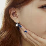 韩国防过敏气质女S925纯银珍珠锆石后挂式耳钉耳环时尚生日礼物品
