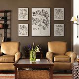 美式沙发墙餐植物绘画装饰画厅达尔文笔记二客厅现代简约北欧组合