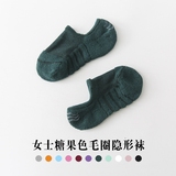 创意袜子毛圈女士船袜夏季纯棉短袜女糖果色后跟硅胶防滑隐形袜