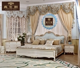 欧式简约现代实木床双人床地中海田园雕花白色婚床公主床卧室家具