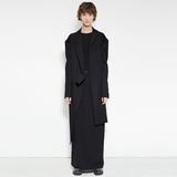 日本原创设计师品牌不规则大衣秋冬新款长款外套个性女装不对称领