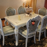 欧式餐桌 高档奢华实木餐桌椅组合6人白色餐桌餐台 长方形餐桌椅