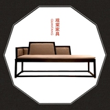 新中式实木贵妃 布艺贵妃椅客厅新古典美人椅贵妃榻禅意家具定制