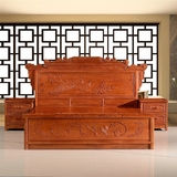 中式古典缅甸花梨木床大果紫檀红木床 实木1.8米双人婚床仿古家具